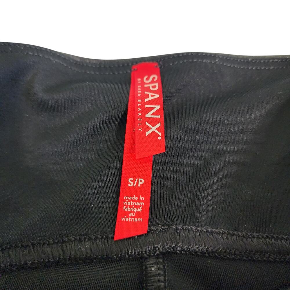 SPANX Womens Faux Leather Motto Leggings Size Small Black Compression Edgy Biker - Picture 7 of 14